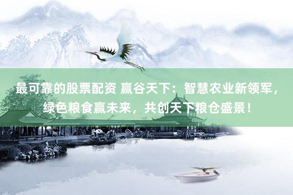 最可靠的股票配资 赢谷天下：智慧农业新领军，绿色粮食赢未来，共创天下粮仓盛景！