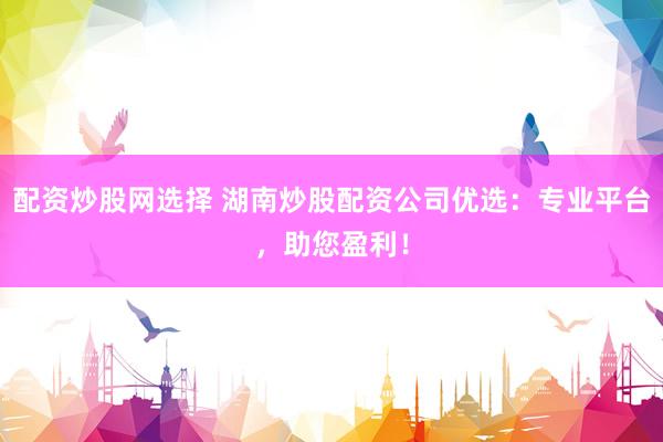 配资炒股网选择 湖南炒股配资公司优选：专业平台，助您盈利！