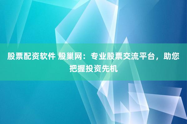 股票配资软件 股巢网：专业股票交流平台，助您把握投资先机