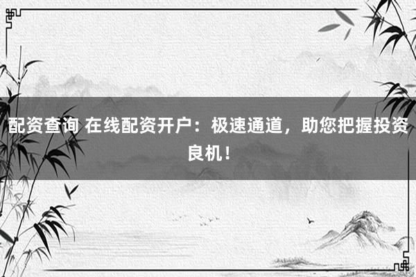 配资查询 在线配资开户：极速通道，助您把握投资良机！